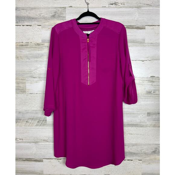 Trina Turk womens medium Kaiko 3/4 Sleeve Half-Zip mini dress lightweight crew - Picture 2 of 8